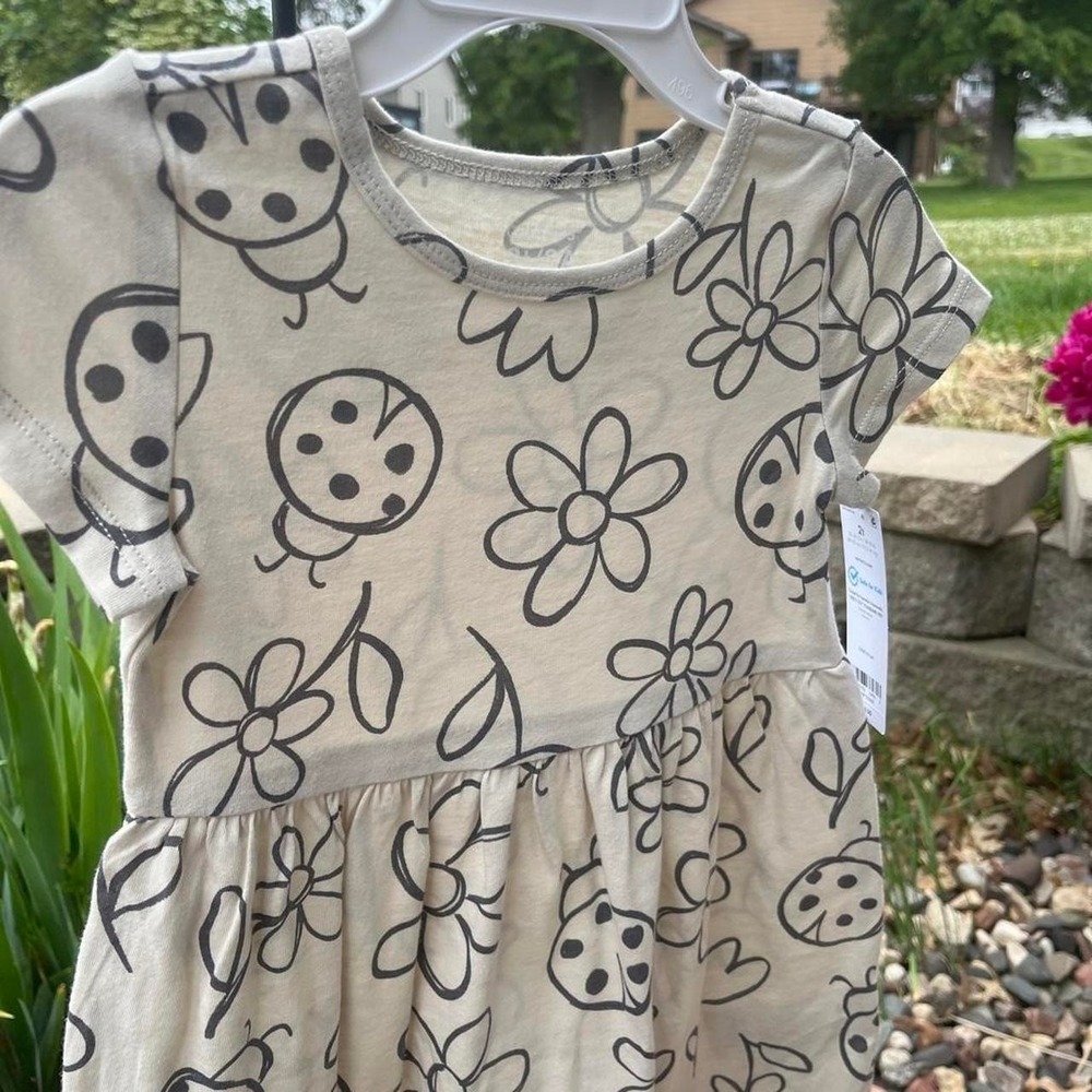 Carter's grey and cream lady bug and flowers print skirt